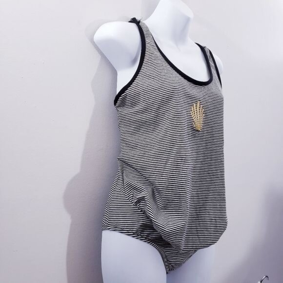 My Choice Black and White Stripe Seashell Maternity Swim Suit Size Small - Picture 3 of 8